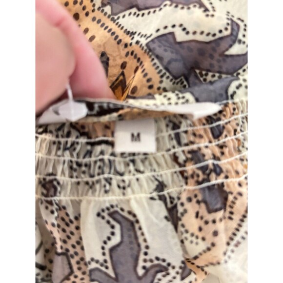 TUCKER Yellow Cream Paisley Silk Boho Peasant Button Front L/S Blouse Top Medium - Picture 3 of 7